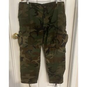 Vintage US Military Woodland Camo BDU Pants Large Regular 1980s Army Issue